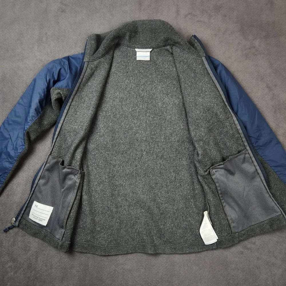 Columbia Fleece Jacket Kids Medium 10/12 Blue Gray Full‎ Zip Lightweight